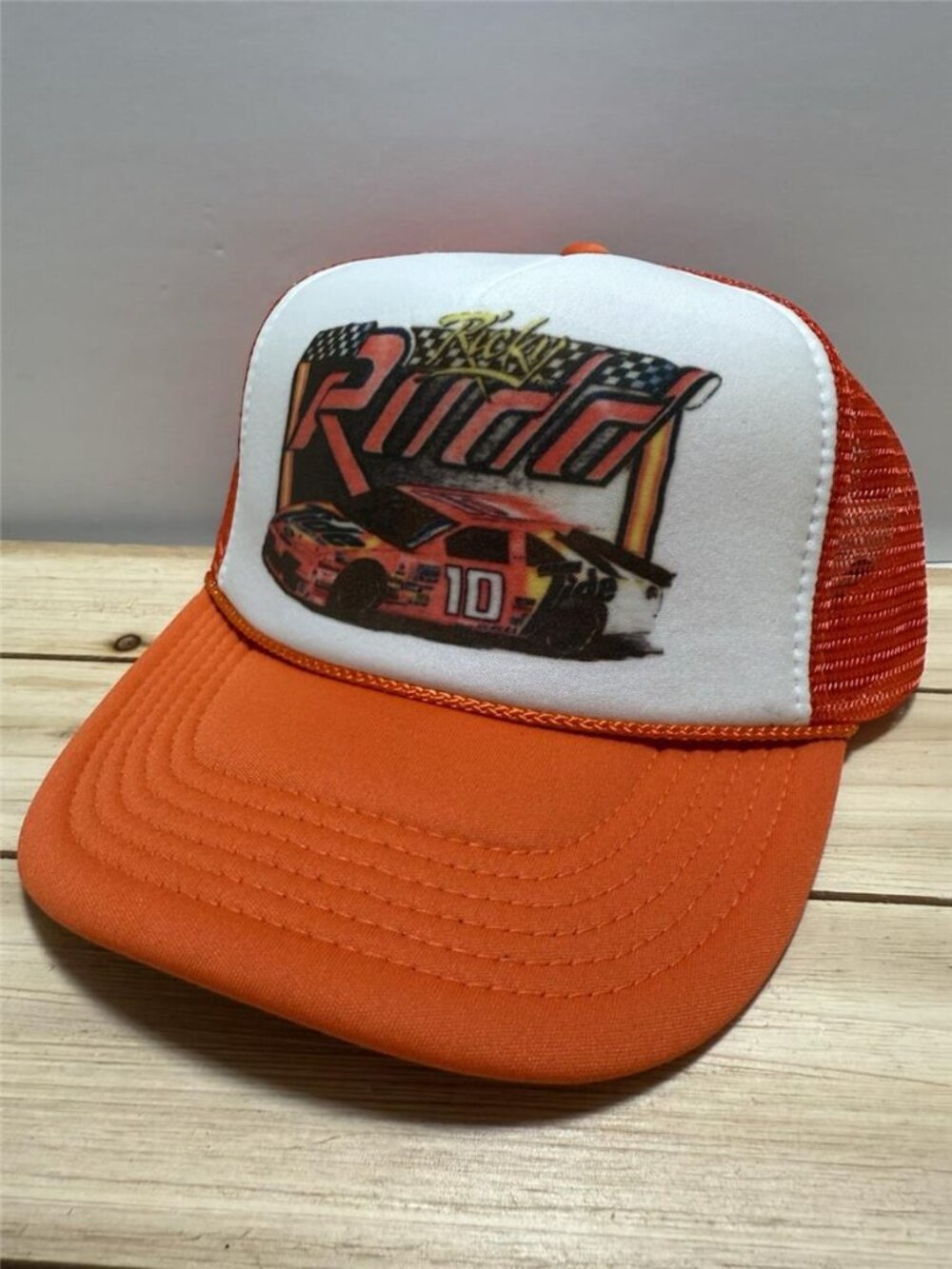 Retro Ricky Rudd Hat 10 Racing Stock Car Orange White Foam Rope Snapback Cap USA - Picture 3 of 5